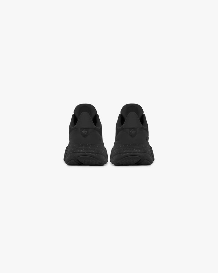 Black running shoe on a plain white background | 247 Arc-1 Runner in Black | Performance engineered running shoe | 247 Footwear | Represent Clo