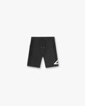 Front product image of mens black shorts on a plain white background | 247 Cargo Half Tight in Jet Black | Cargo shorts with zip side and cargo pockets | 247 Shorts | Represent Clo