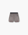 Front product image of mens black shorts on a plain white background | 247 Contour 2-In-1 Run Shorts in Pebble | Cotton shorts with 2-in-1 design | 247 Shorts | Represent Clo