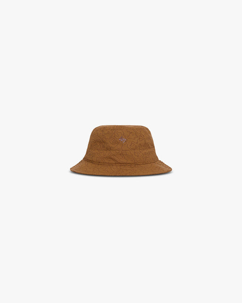 Front product image of a mens rust bucket hat on a plain white background | 247 Contour Bucket Hat in Rust | Lightweight bucket hat with breathable mesh panels | 247 Accessories | Represent Clo