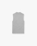 Front product image of a mens grey tank on a plain white background | 247 Contour Run Tank in Titanium | Tank with moisture wicking Drirelease fabric | 247 T-Shirts | Represent Clo
