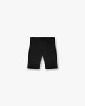 Front product image of mens black shorts on a plain white background | 247 DNA Seamless Shorts in Black | Seamless shorts with elastic waistband | 247 Shorts | Represent Clo