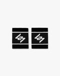 Front product image of a mens black wrist band on a plain white background | 247 Logo Wrist Bands in Black | Stylish wrist band with logo detail | 247 Accessories | Represent Clo