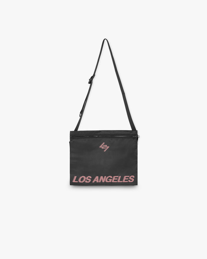 Front product image of a mens black bag on a plain white background | 247 Los Angeles Bag in Black | Stylish accessory with spacious interior | 247 Accessories | Represent Clo