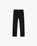 Front product image of mens black pants on a plain white background | 247 Mission Pant in Black | Herringbone cotton pants with asymmetric angled thigh pockets | 247 Pants | Represent Clo