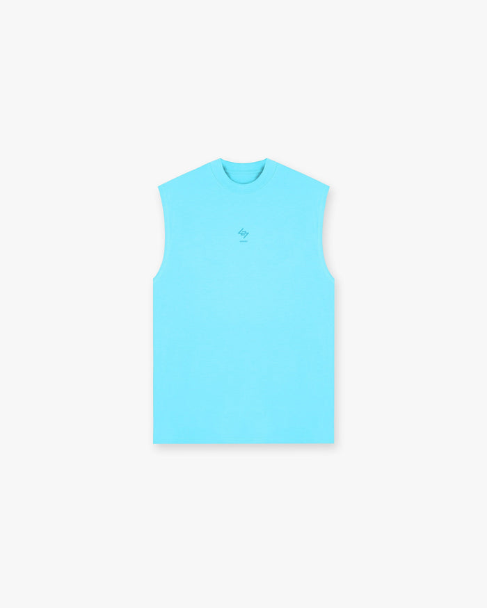 Front product image of a mens blue oversized tank on a plain white background | 247 Oversized Tank in Ultra Blue | Cotton oversized tank | 247 T-Shirts | Represent Clo
