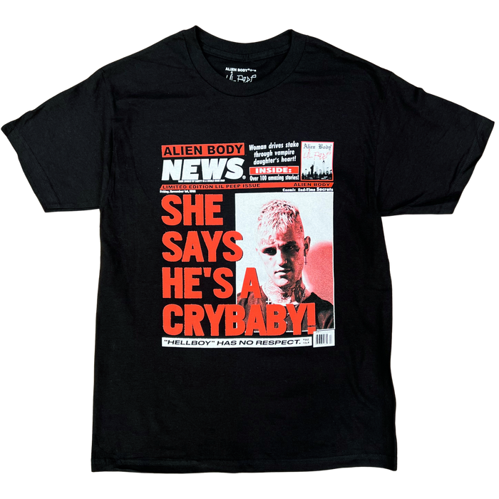 Alien Body x Lil Peep - Black "Alien Body News" Tee