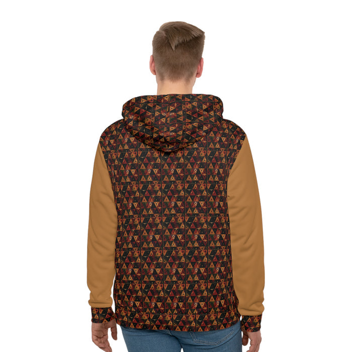 Andes Mountain Ancestorial Inspired Tribal Print Combined with Tigre Biblical Cross Design Hoodie