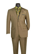 Arezzo Collection – Taupe Regular Fit Textured Weave 2-Piece Suit - Upscale Men's Fashion