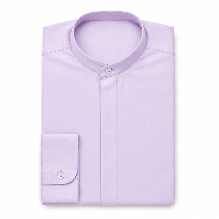 Banded Collar Dress Shirt, Lavender - Upscale Men's Fashion