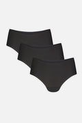 Black boy shorts 3-pack, three pairs laid flat