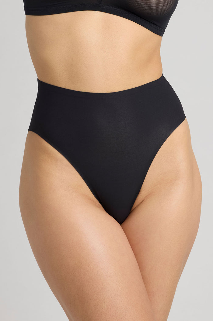High rise black brief underwear, smooth full-coverage back
