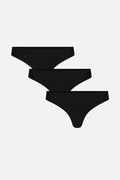 Black low-rise thong underwear, 3-pack