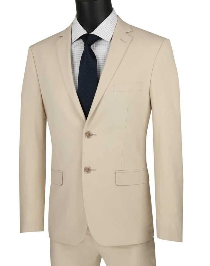Beige Ultra Slim Fit Stretch 2-Piece Suit – Firenze Collection - Upscale Men's Fashion