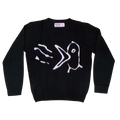 Bird Design Black Sweater