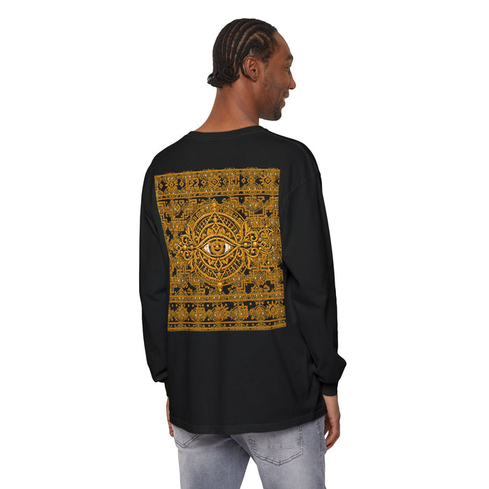 Black Cotton T-Shirt with Gold Sacred Geometry