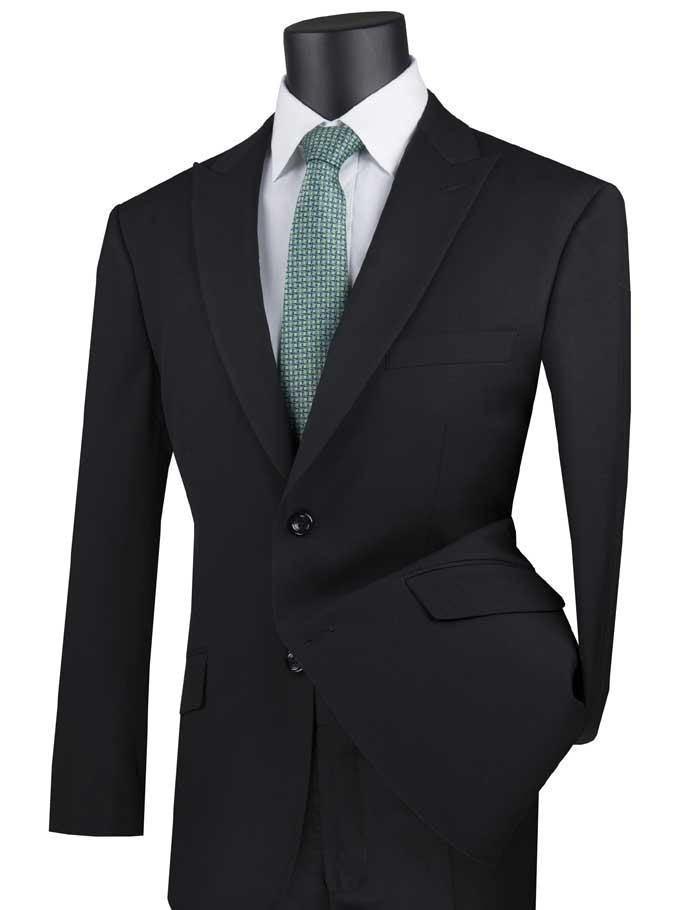 Black Modern Fit 2 Piece Suit with Peak Lapel – Imperio Collection - Upscale Men's Fashion