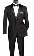 Black Regular Fit 2-Piece Tuxedo with Satin Notch Lapel - Upscale Men's Fashion