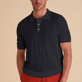 Black Regular Fit Short Sleeve Knit Polo - Upscale Men's Fashion