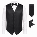 Black Satin Tuxedo Vest Set - Upscale Men's Fashion
