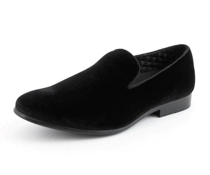 Black Suede Smoking Slipper Shoes - Upscale Men's Fashion