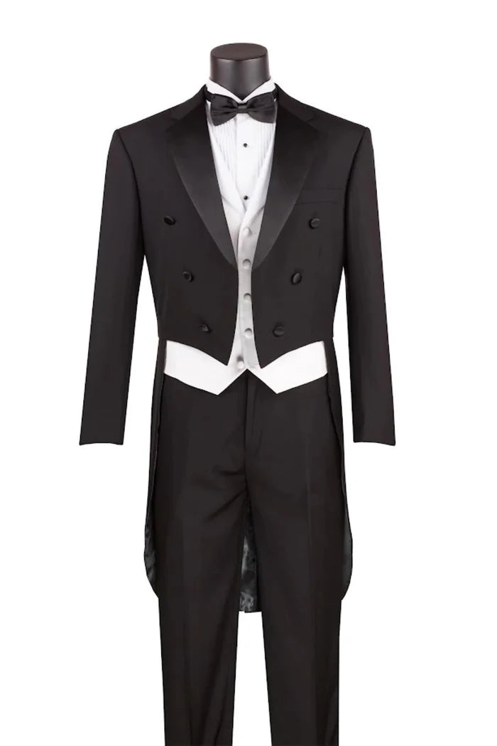 Black Tails Tuxedo 3-Piece Regular Fit Suit – Maestro Collection - Upscale Men's Fashion