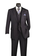 Black Tone-on-Tone Stripe Regular Fit 3-Piece Suit – Varese Collection - Upscale Men's Fashion