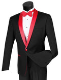 Black Tuxedo Slim Fit with Red Shawl Lapel & Black Pants - Upscale Men's Fashion