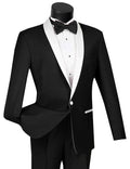 Black Tuxedo Slim Fit with White Shawl Lapel & Black Pants - Upscale Men's Fashion