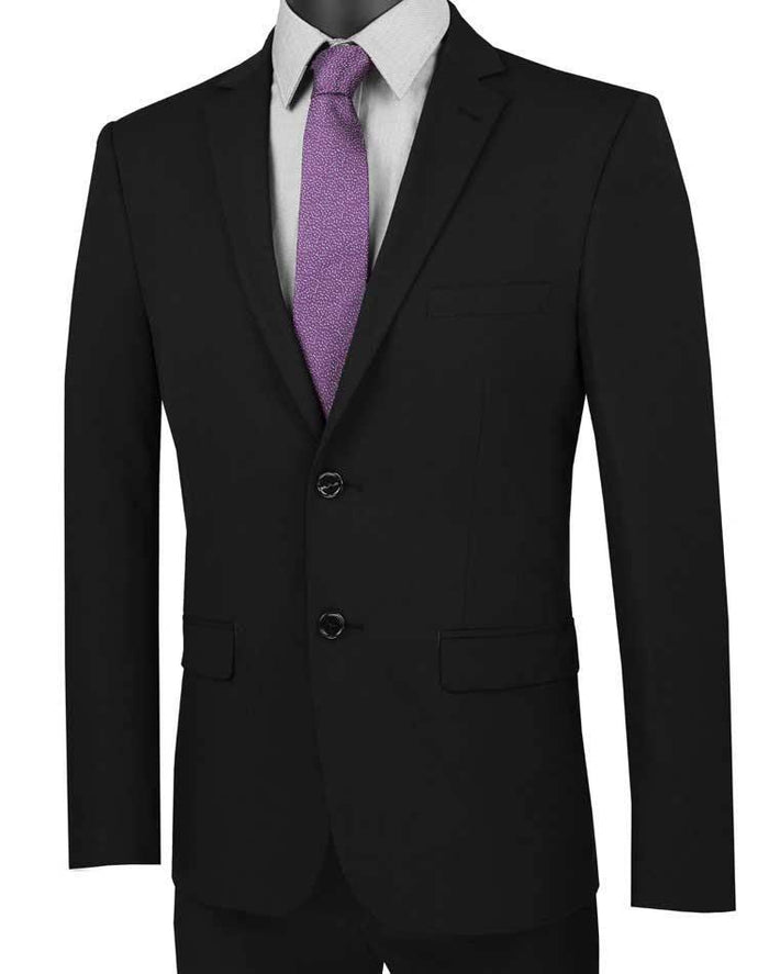 Black Ultra Slim Fit Stretch 2-Piece Suit – Firenze Collection - Upscale Men's Fashion