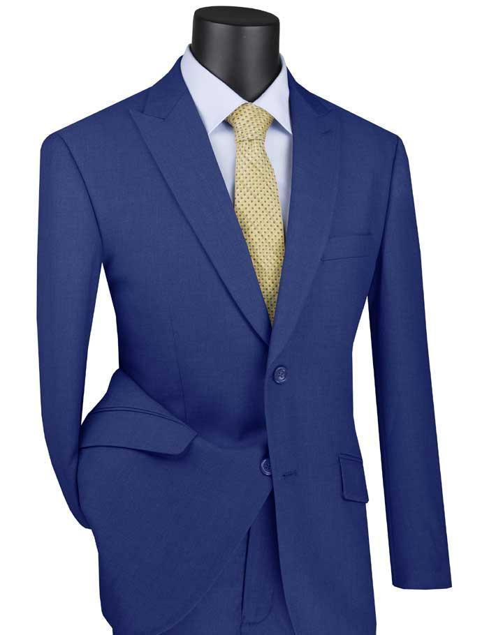 Blue Modern Fit 2 Piece Suit with Peak Lapel – Imperio Collection - Upscale Men's Fashion