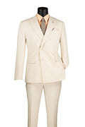 Bone Slim Fit Stretch Double Breasted 2 Piece Suit - Bellarco Collection - Upscale Men's Fashion