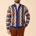 Boucle Yarn Graphic Full Zip - Upscale Men's Fashion