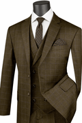 Brown Executive Fit Glen Plaid 3-Piece Suit – Dominare Collection - Upscale Men's Fashion