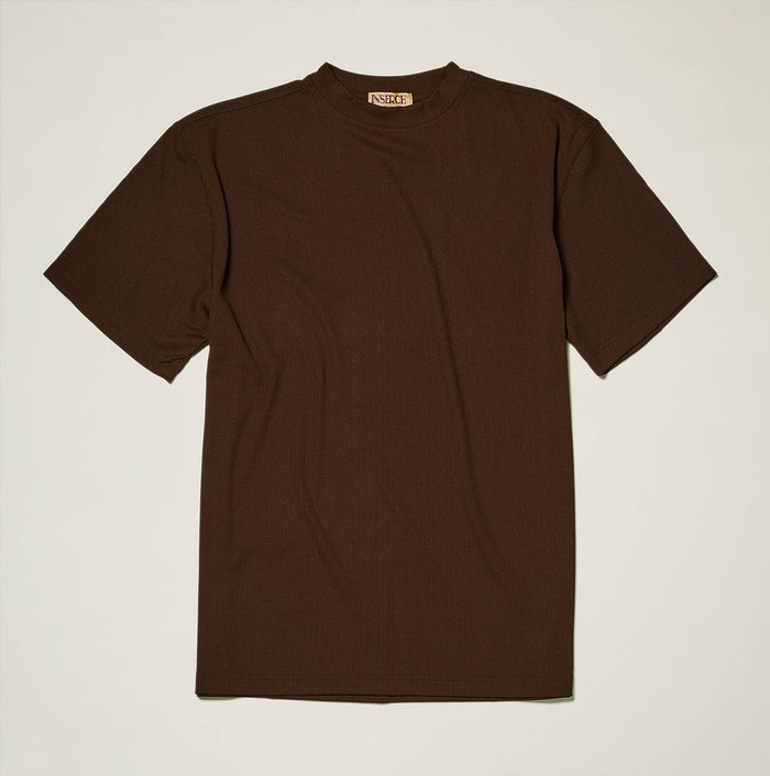 Brown Ribbed Regular Fit Crew Neck T-Shirt - Upscale Men's Fashion