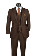 Brown Tone-on-Tone Stripe Regular Fit 3-Piece Suit – Varese Collection - Upscale Men's Fashion
