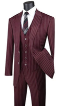 Burgundy Pinstripe Regular Fit 3-Piece Suit – Regalia Collection - Upscale Men's Fashion