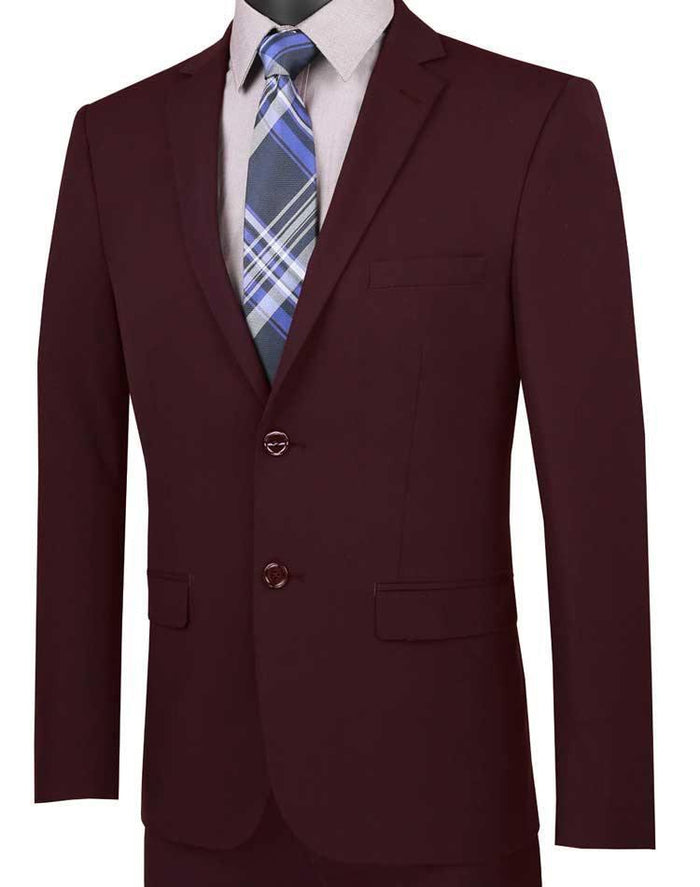Burgundy Ultra Slim Fit Stretch 2-Piece Suit – Firenze Collection - Upscale Men's Fashion