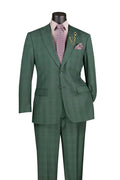 Cambridge Collection – Forest Green Men’s Regular Fit Glen Plaid Suit - Upscale Men's Fashion
