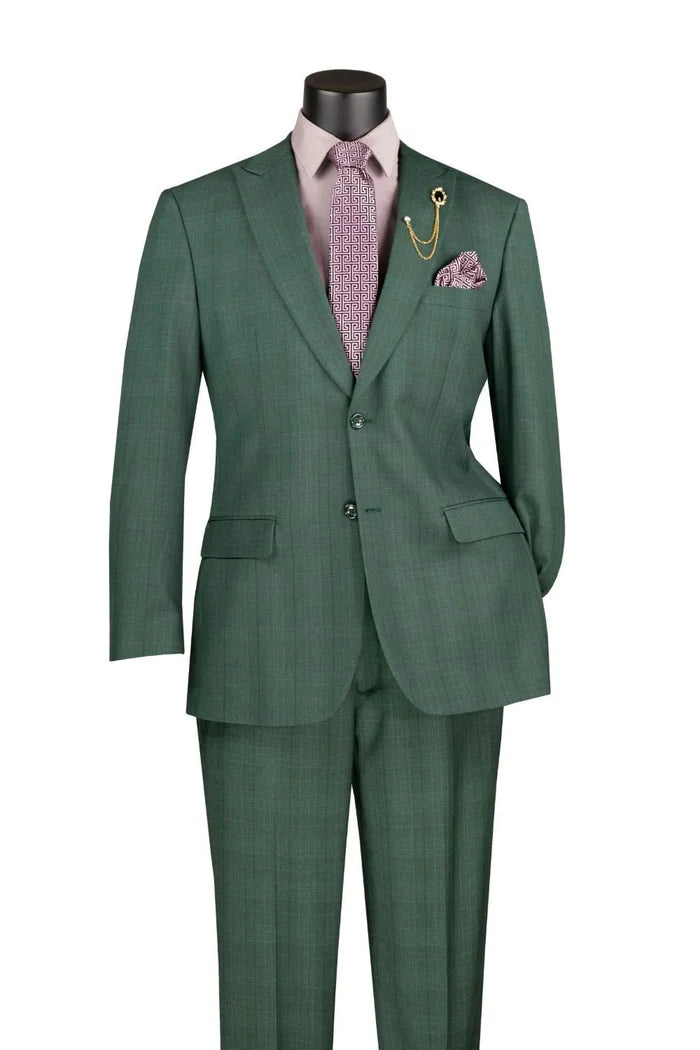 Cambridge Collection – Forest Green Men’s Regular Fit Glen Plaid Suit - Upscale Men's Fashion
