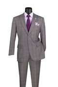 Cambridge Collection – Gray Men’s Regular Fit Glen Plaid Suit - Upscale Men's Fashion