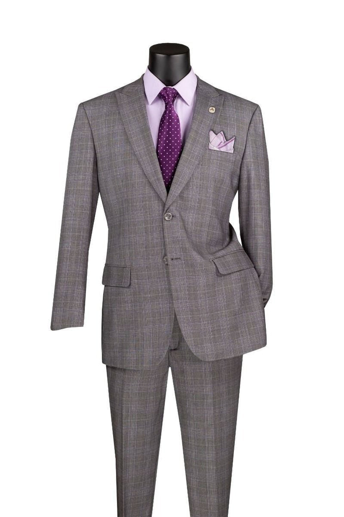 Cambridge Collection – Gray Men’s Regular Fit Glen Plaid Suit - Upscale Men's Fashion