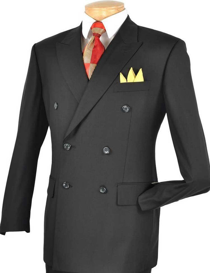 Capri Collection – Black Double-Breasted Regular Fit Suit - Upscale Men's Fashion