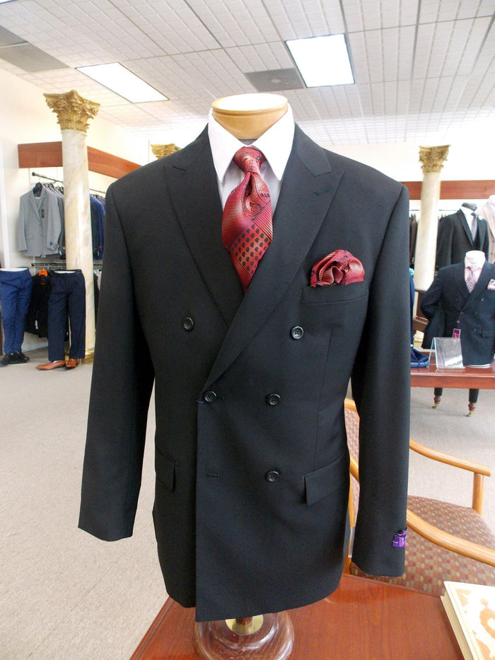 Capri Collection – Black Double-Breasted Regular Fit Suit - Upscale Men's Fashion