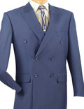 Capri Collection – Blue Double-Breasted Regular Fit Suit - Upscale Men's Fashion