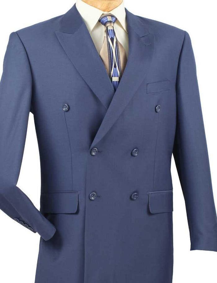 Capri Collection – Blue Double-Breasted Regular Fit Suit - Upscale Men's Fashion
