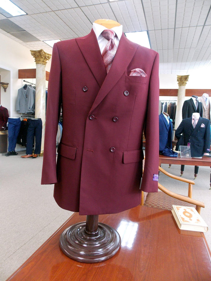 Capri Collection – Burgundy Double-Breasted Regular Fit Suit - Upscale Men's Fashion