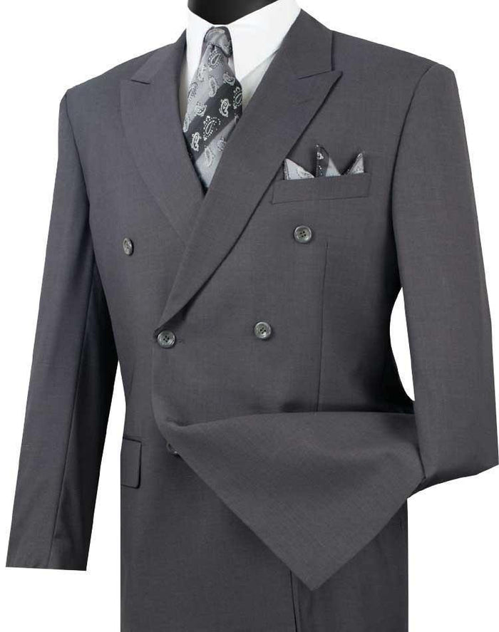 Capri Collection – Heather Gray Double-Breasted Regular Fit Suit - Upscale Men's Fashion