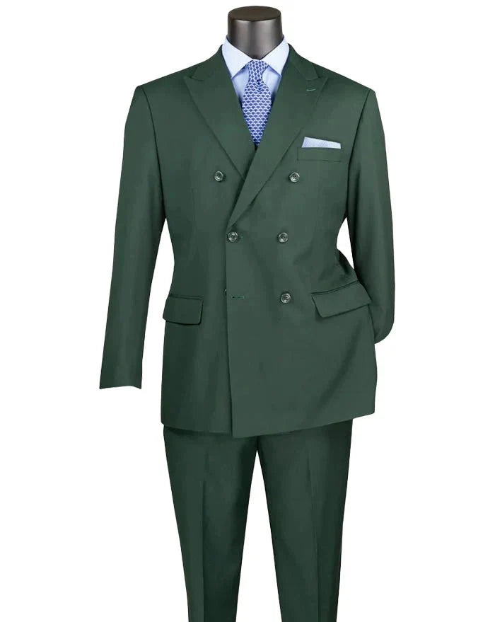 Capri Collection – Hunter Green Double-Breasted Regular Fit Suit - Upscale Men's Fashion