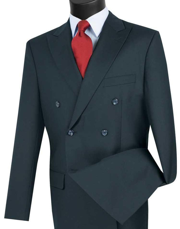 Capri Collection – Navy Double-Breasted Regular Fit Suit - Upscale Men's Fashion